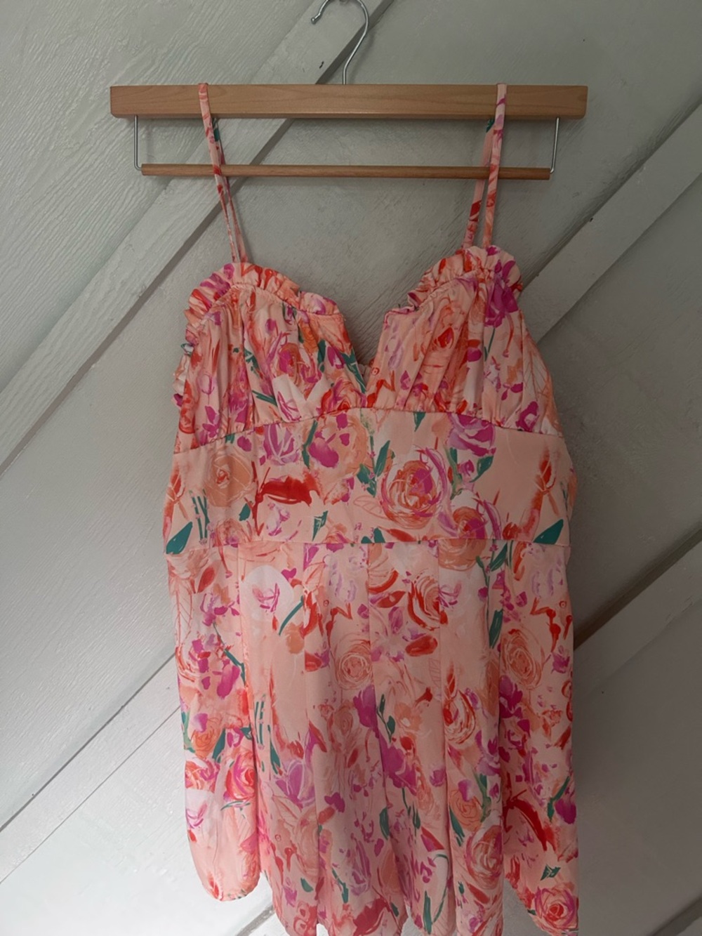 SHEIN Peach Floral V-Neck Summer Dress